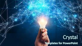  Presentation with idea - Slide deck featuring business continuity - innovative idea in businessman hand background and a  colored foreground