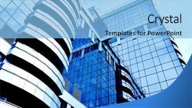  Presentation with skyscraper glass tower - Beautiful theme featuring business continuity - reflection in glass wall backdrop and a light blue colored foreground