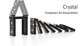  Presentation with business continuity - Audience pleasing slides consisting of business continuity - stack of dominoes falling isolated backdrop and a white colored foreground