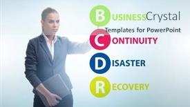  Presentation with business continuity - PPT theme consisting of business-continuity-disaster-recovery-concept background and a sky blue colored foreground