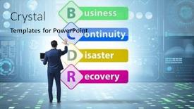  Presentation with disaster recovery - PPT theme consisting of business-continuity-disaster-recovery-concept background and a light blue colored foreground