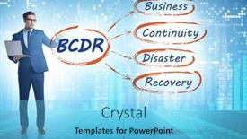  Presentation with business continuity - Presentation design featuring business-continuity-disaster-recovery-concept background and a light blue colored foreground