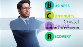  Presentation with business continuity - Presentation design having business-continuity-disaster-recovery-concept background and a light blue colored foreground