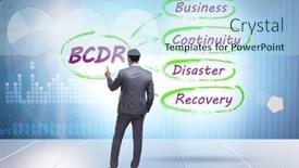  Presentation with business continuity - PPT theme consisting of business-continuity-disaster-recovery-concept background and a light blue colored foreground