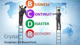  Presentation with business continuity - PPT theme having business-continuity-disaster-recovery-concept background and a light blue colored foreground