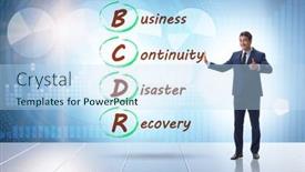  Presentation with business continuity - Presentation theme with business-continuity-disaster-recovery-concept background and a sky blue colored foreground