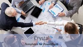  Presentation with partnership - Cool new slides with business-cooperation-and-partnership-concept backdrop and a light blue colored foreground