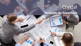  Presentation with partnership - Audience pleasing PPT theme consisting of business-cooperation-and-partnership-concept backdrop and a gray colored foreground