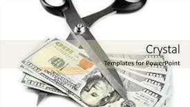  Presentation with cost cut - Amazing slide deck having business cost cutting - scissors cut dollar banknotes isolated backdrop and a soft green colored foreground