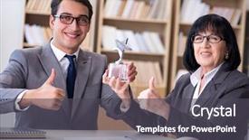  Presentation with discussion - PPT layouts having business couple having discussion background and a dark gray colored foreground