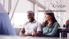  Presentation with airport lounge - Cool new slides with business-couple-sitting-by-window backdrop and a lemonade colored foreground