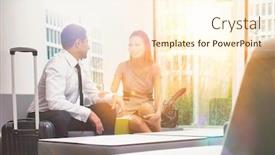  Presentation with hotel business - Cool new slide set with business-couple-talking-while-sitting backdrop and a cream colored foreground