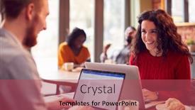  Presentation with coffee shop - Audience pleasing PPT theme consisting of business-couple-with-laptops-having backdrop and a red colored foreground