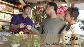  Presentation with african american black couple - PPT theme featuring business credit - happy african american couple paying background and a coral colored foreground