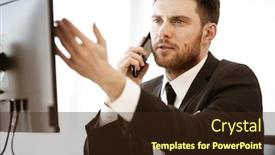  Presentation with busy work - Slide set having business-crisis-concept-young-businessman background and a wine colored foreground