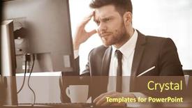  Presentation with busy work - Slide deck having business-crisis-concept-young-businessman background and a tawny brown colored foreground