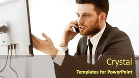  Presentation with busy work - Cool new presentation design with business-crisis-concept-young-businessman backdrop and a tawny brown colored foreground