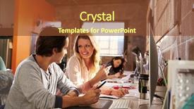  Presentation with working together - Colorful PPT theme enhanced with business culture - designers working together at desks backdrop and a tawny brown colored foreground