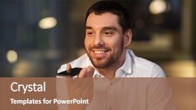  Presentation with recorder - Audience pleasing PPT theme consisting of business deadline and technology concept backdrop and a tawny brown colored foreground