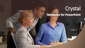  Presentation with coworkers - PPT theme featuring business deadline and technology concept background and a tawny brown colored foreground