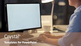  Presentation with technology - Presentation design featuring business-deadline-and-technology-concept background and a coral colored foreground