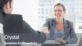  Presentation with hand shake law office - Slides enhanced with business deals - businesswoman shaking hands background and a  colored foreground