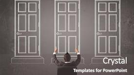  Presentation with chalkboard - Cool new slide set with business decisions - young businessman sitting in front backdrop and a gray colored foreground