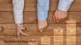  Presentation with media - Presentation theme enhanced with business-decrease-concept-mixed-media background and a coral colored foreground