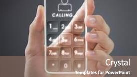  Presentation with mobile technology - Audience pleasing PPT theme consisting of transparent mobile smart phone in man's hand new digital technology concept backdrop and a coral colored foreground