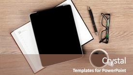  Presentation with coffee cup diary - Slide deck featuring petrochemical workers - industrial factory worker turning red background and a gray colored foreground.