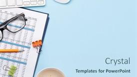  Presentation with business office desk - Amazing PPT layouts having business-desk-workplace-and-office backdrop and a sky blue colored foreground