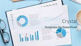  Presentation with business office desk - Presentation theme consisting of business-desk-workplace-and-office background and a sky blue colored foreground