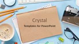  Presentation with business office desk - PPT layouts consisting of business-desk-workplace-and-office background and a coral colored foreground