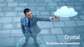  Presentation with cloud technology - Theme having business development technology and people background and a teal colored foreground