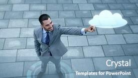  Presentation with young business people - PPT layouts consisting of business development technology and people background and a teal colored foreground