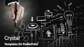  Presentation with strategy plan - Beautiful slide deck featuring business diagram - close up of man hand backdrop and a dark gray colored foreground