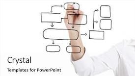  Presentation with flowchart - Presentation theme consisting of business diagram - female hand of a young background and a white colored foreground
