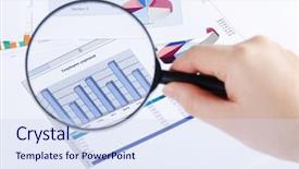  Presentation with magnifying glass - Slide set consisting of business diagramme with magnifying glass background and a sky blue colored foreground