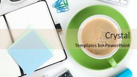  Presentation with green office - Amazing presentation theme having business diary - green coffee cup and office backdrop and a coral colored foreground