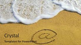  Presentation with email ettiquette - Audience pleasing presentation theme consisting of business directory - email symbol draw on beach backdrop and a gold colored foreground