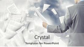  Presentation with disaster - Colorful slide set enhanced with business disaster - back view of businessman reading backdrop and a sky blue colored foreground