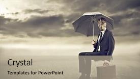  Presentation with nuclear weapons and gas mask - Slide set enhanced with business disaster - businessman with gas mask background and a mint green colored foreground