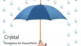  Presentation with rain - Beautiful presentation theme featuring business disaster - hand with umbrella and rain backdrop and a white colored foreground
