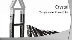  Presentation with disaster - Slides featuring business disaster - stack of dominoes falling isolated background and a white colored foreground