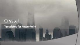  Presentation with new york city - Audience pleasing presentation design consisting of business district in a foggy backdrop and a gray colored foreground
