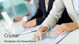  Presentation with pen - Amazing theme having business document in working environment backdrop and a sky blue colored foreground