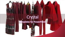  Presentation with tv show - Presentation theme with business dress - colorful female coat on hangers background and a tawny brown colored foreground