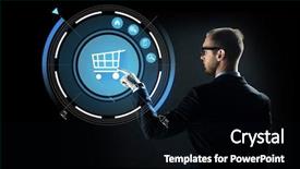  Presentation with e business and e commerce - Amazing PPT theme having business e-commerce future technology backdrop and a black colored foreground