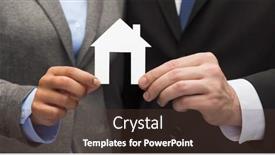  Presentation with eco paper - Audience pleasing slide set consisting of business eco and real estate concept - businessman and businesswoman holding white paper house backdrop and a tawny brown colored foreground