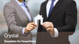  Presentation with real estate - Presentation design featuring business eco real estate background and a violet colored foreground